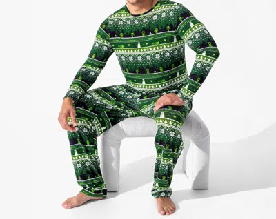 Bellabu Bear Men's Minecraft Creeper Holiday Bamboo Pajama Set In Green In Multi