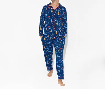 Bellabu Bear Men's The Polar Express Bamboo Pajama Set In Blue