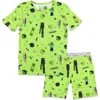Bellabu Bear Minecraft Mob Squad Kids 2-piece Short Sleeve & Shorts Pajama Set In Green