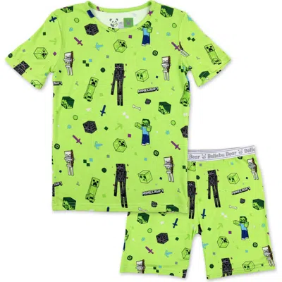 Bellabu Bear Minecraft Mob Squad Kids 2-piece Short Sleeve & Shorts Pajama Set In Green