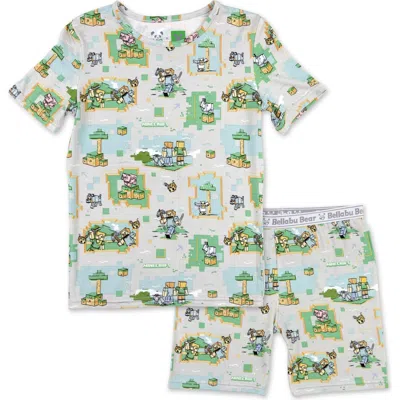 Bellabu Bear Minecraft Overworld Dreams Kids 2-piece Short Sleeve & Shorts Pajama Set In Multi