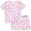 Bellabu Bear Pink Milk & Cookies Kids 2-piece Short Sleeve & Shorts Pajama Set In Pink