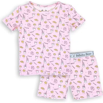 Bellabu Bear Pink Milk & Cookies Kids 2-piece Short Sleeve & Shorts Pajama Set