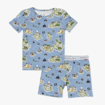 Bellabu Bear Pirate Cove Kids 2-piece Short Sleeve & Shorts Pajama Set In Blue