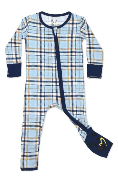 Bellabu Bear Babies'  Plaid Convertible Footie Pajamas In Blue