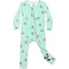 Bellabu Bear Rubber Ducky Convertible Footie Pajamas In Green