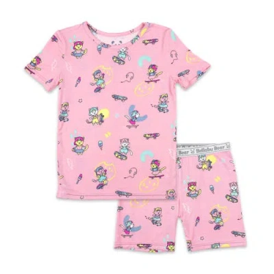 Bellabu Bear Skater Kitty Kids 2-piece Short Sleeve & Shorts Pajama Set
