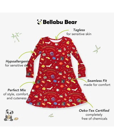 Bellabu Bear Kids' Toddler Girls Hogwarts Express Long Sleeve Dress In Red