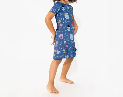 Bellabu Bear Kids' Trolls Music Bamboo Short Sleeve Dress In Blue