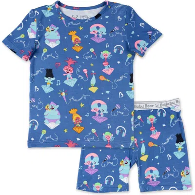 Bellabu Bear Trolls Music Kids 2-piece Short Sleeve & Shorts Pajama Set In Blue