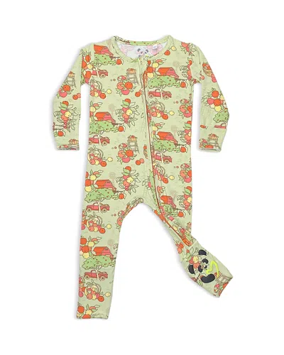 Bellabu Bear Unisex Apple Orchard Print Convertible Footie - Baby In Light Green