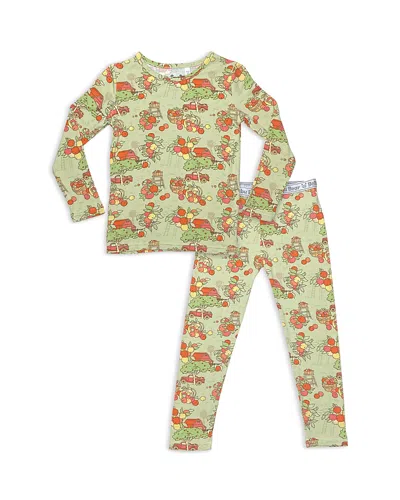 Bellabu Bear Unisex Apple Orchard Print Pajama Set - Baby, Little Kid In Light Green