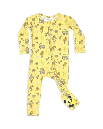 Bellabu Bear Unisex Autumn Harvest Print Convertible Footie - Baby In Yellow