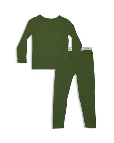 Bellabu Bear Unisex Evergreen Pajama Set - Baby, Little Kid In Dark Green