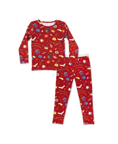 Bellabu Bear Unisex Kids' Hogwarts Express Set Of 2 Piece Pajamas In Red