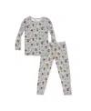 Bellabu Bear Unisex Kids' Little Monsters Set Of 2 Piece Pajamas In Gray