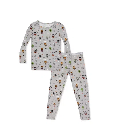 Bellabu Bear Unisex Kids' Little Monsters Set Of 2 Piece Pajamas In Gray