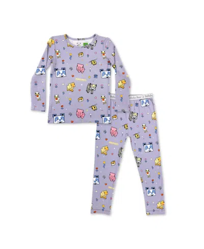Bellabu Bear Unisex Kids' Minecraft Pixel Pals Set Of 2 Piece Pajamas In Purple