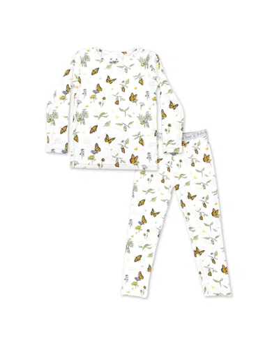 Bellabu Bear Unisex Kids Monarch Butterfly Set Of 2 Piece Pajamas In White