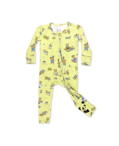 Bellabu Bear Babies' Unisex Teddy Bear Picnic Convertible Footie In Yellow
