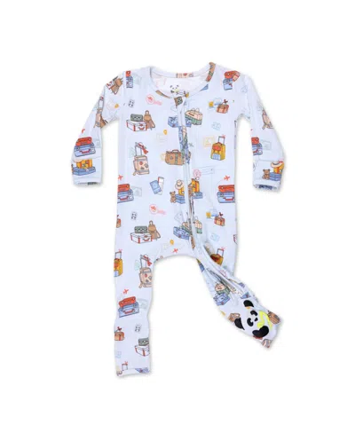 Bellabu Bear Babies' Unisex Vintage Suitcases Convertible Footie In Blue