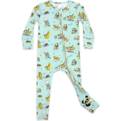 Bellabu Bear Babies'  X Garfield Sleepy Fitted One-piece Convertible Pajamas In Blue