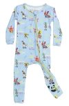 Bellabu Bear X Spongebob® Good Vibes Fitted Convertible One-piece Pajamas In Blue