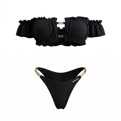 Bellaria Women's Cotton Candy Chain Bikini Set -black