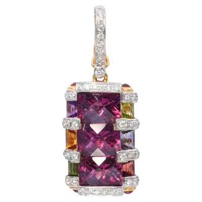 Pre-owned Bellarri 18k Yellow Gold Assorted Multi Color Gem & Diamond Pendant