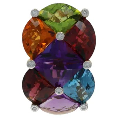 Pre-owned Bellarri Amethyst Citrine Enhancer Pendant Yellow Gold 18k 13.09ctw Quilted