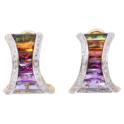 Pre-owned Bellarri Bellari 18k Yellow Gold 4.85tcw Multi-gemstone And Diamond Earrings