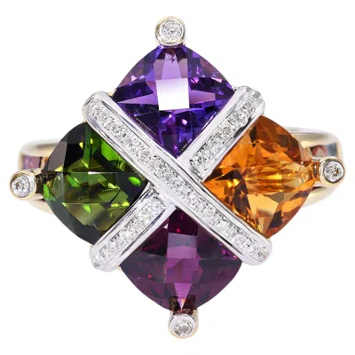 Pre-owned Bellarri Bellari 18k Yellow Gold Multi-stone And Diamond Ring