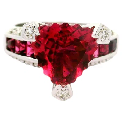 Pre-owned Bellarri Pink Tourmaline Diamond 18k White Gold Ring
