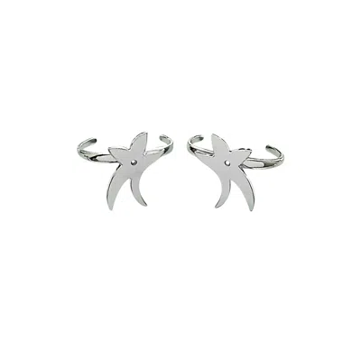 Bellatrick Women's Detachable Flower Earring Without Stones - Sterling Silver Rhodium Plated