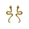 Bellatrick Women's Detachable Snake Earring Without Stones - Sterling Silver Yellow Gold Plated