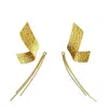 Bellatrick Women's Moon Rock Texture Twisted Earring With Detachable Chain Tassel Charm - Sterling Silver Yello