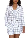 Bellavie Plaid Blazer And Short Set In White In White