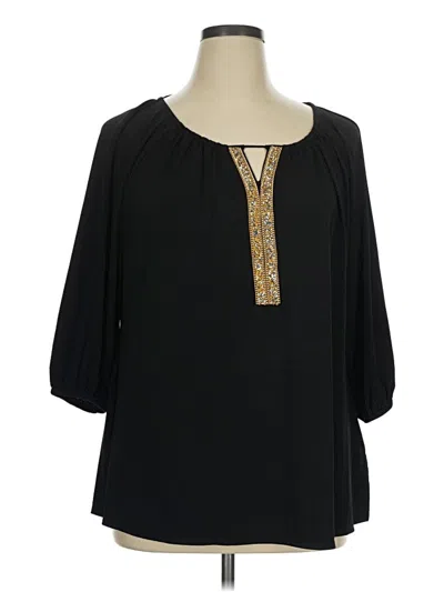 Pre-owned Belldini 3/4 Sleeve Blouse In Black