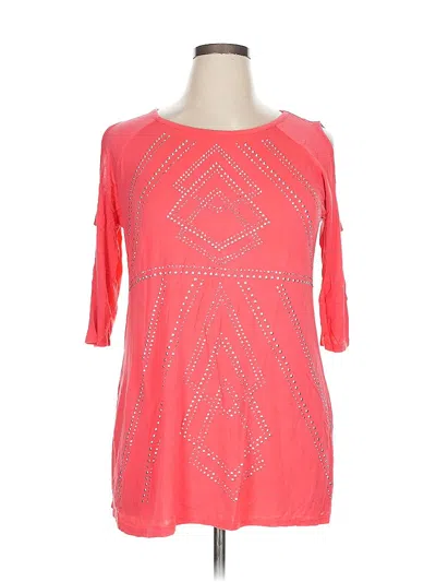 Pre-owned Belldini 3/4 Sleeve T-shirt In Pink