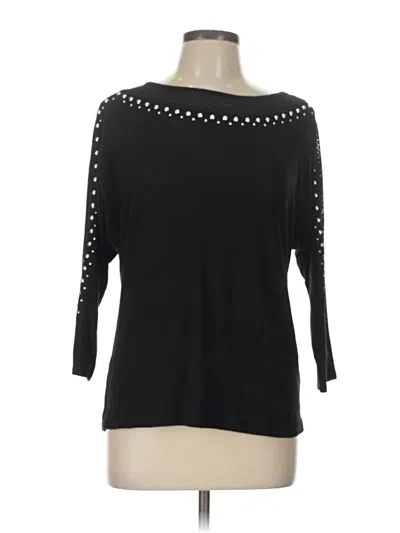 Pre-owned Belldini 3/4 Sleeve Top Black Boatneck Tops