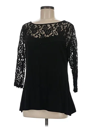 Pre-owned Belldini 3/4 Sleeve Top Black Boatneck Tops