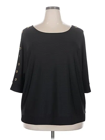 Pre-owned Belldini 3/4 Sleeve Top Black Boatneck Tops