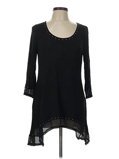 Pre-owned Belldini 3/4 Sleeve Top Black Scoop Neck Tops