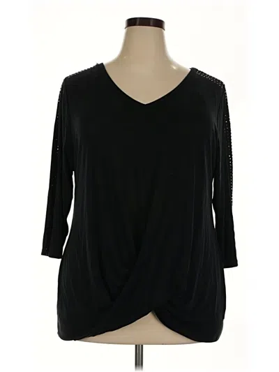 Pre-owned Belldini 3/4 Sleeve Top Black V-neck Tops