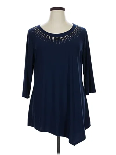Belldini 3/4 Sleeve Top Blue Boatneck Tops