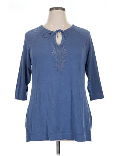 Pre-owned Belldini 3/4 Sleeve Top Blue Keyhole Neckline Tops
