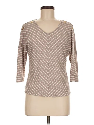 Pre-owned Belldini 3/4 Sleeve Top Tan V-neck Tops In Brown