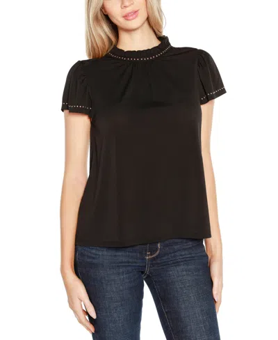 Belldini Black Label Embellished Cap-sleeve Knit Top