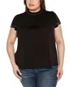 BELLDINI BLACK LABEL PLUS SIZE EMBELLISHED CAP-SLEEVE KNIT TOP