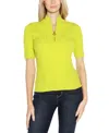 Belldini Black Label Ribbed Zip Mock Neck Top In Keylime